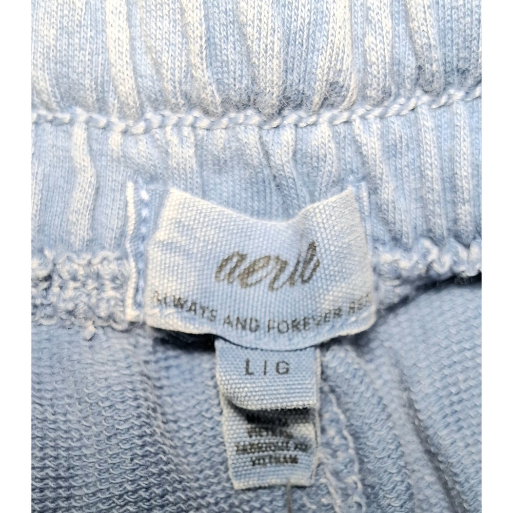 Aerie Blue Acid Wash Balloon Leg Sweatpants Cotton Seam Detail Joggers Large - Picture 5 of 9